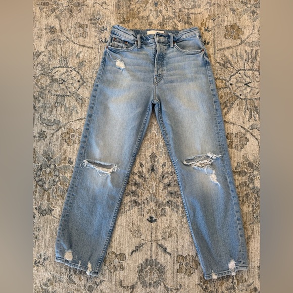 MOTHER Denim - MOTHER Superior The Tomcat High-Rise Straight Distressed Jeans in The Confession
